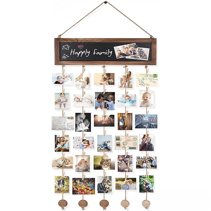 Pinces à photos murales en bois - Image 1