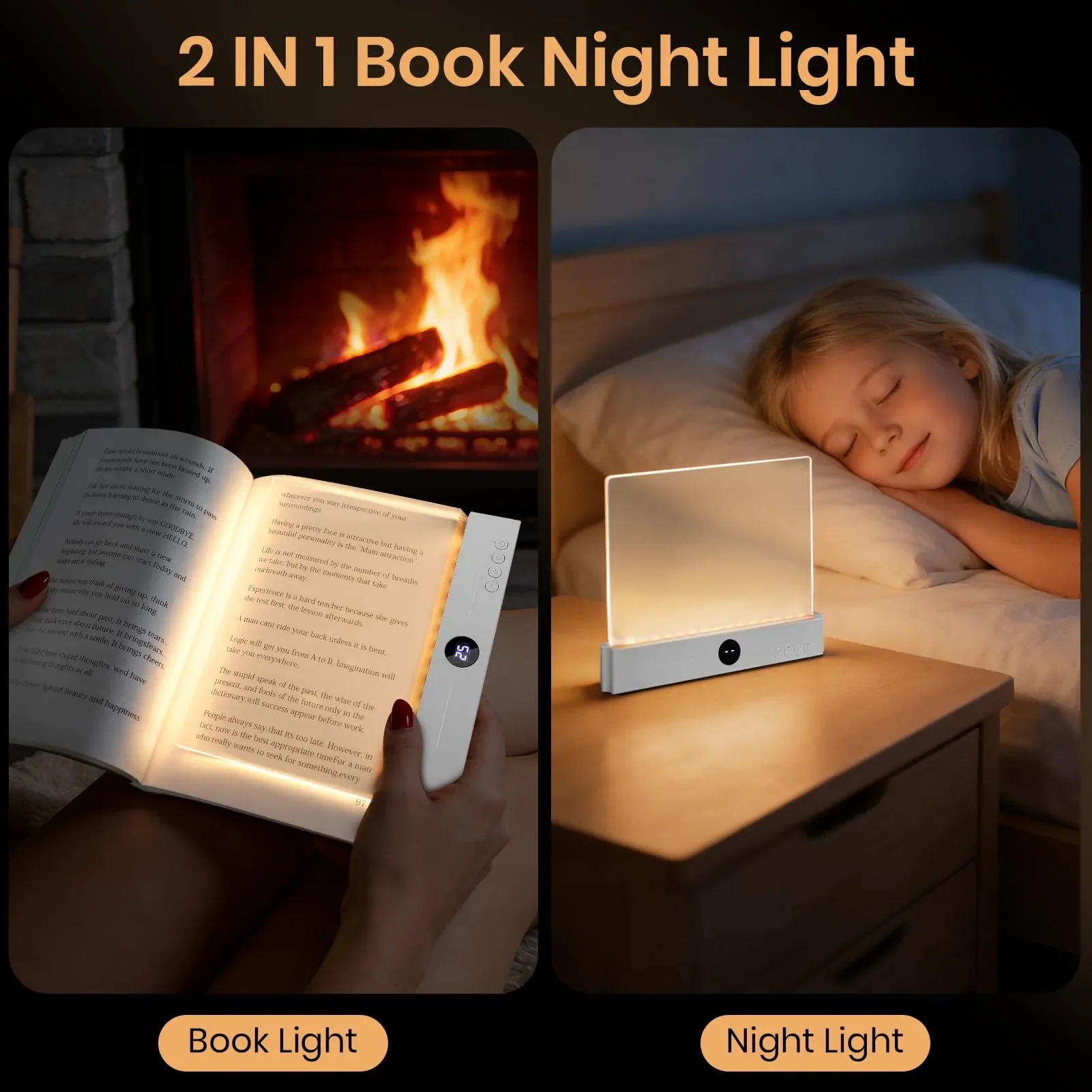 Lampe de lecture LED rechargeable USB - Design plat et transparent, 3 modes de couleur et minuterie - Image 3