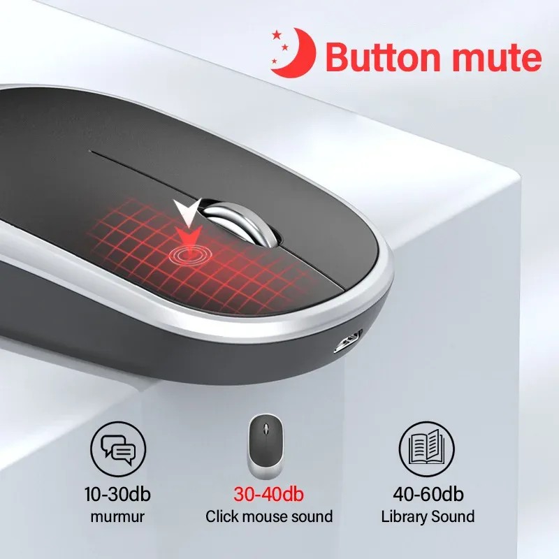 Souris ergonomique sans fil Bluetooth rechargeable - Silencieuse - DPI réglable - Image 2