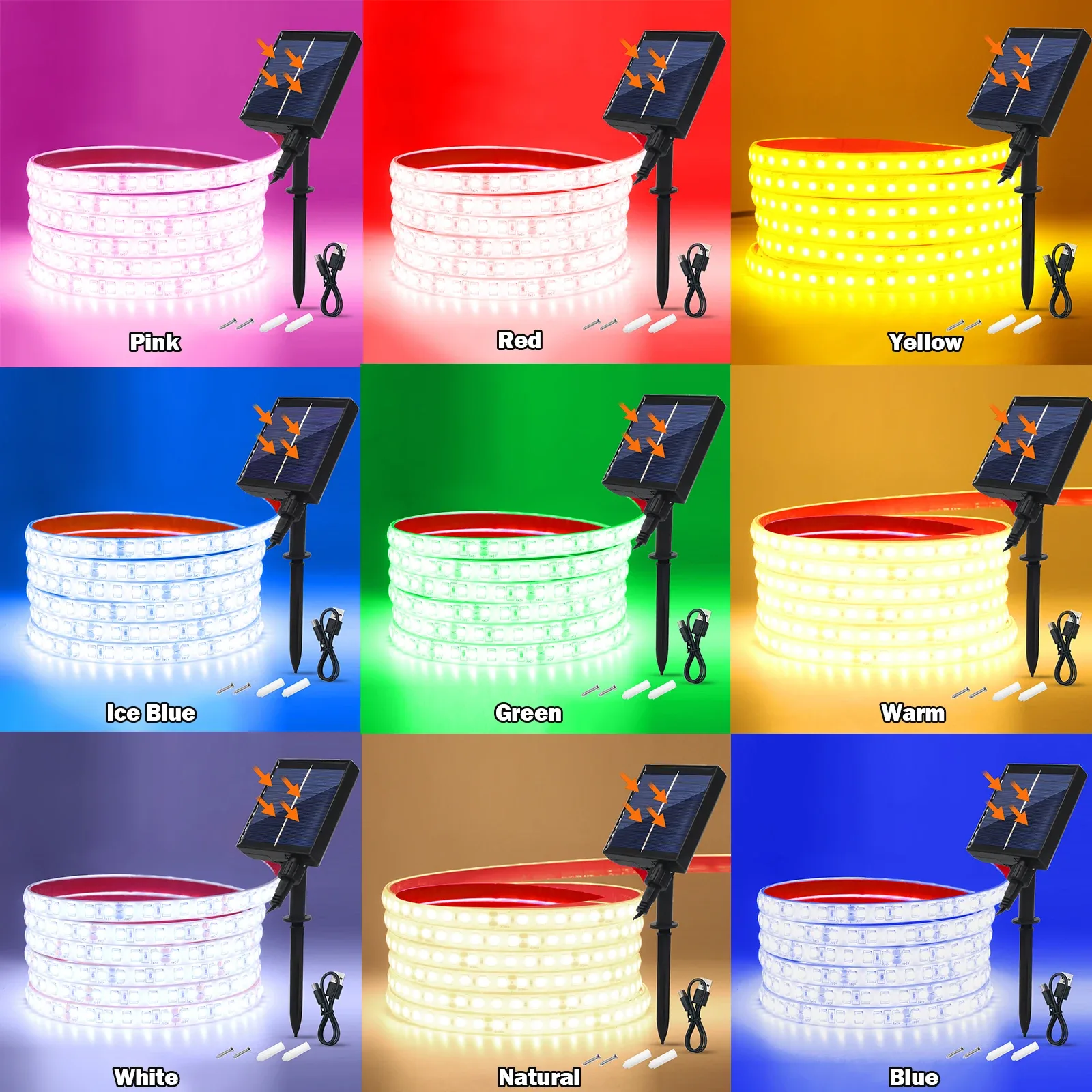 Ruban LED Solaire Extérieur IP68 - 8 Modes d'Éclairage - 9 Couleurs - Image 2