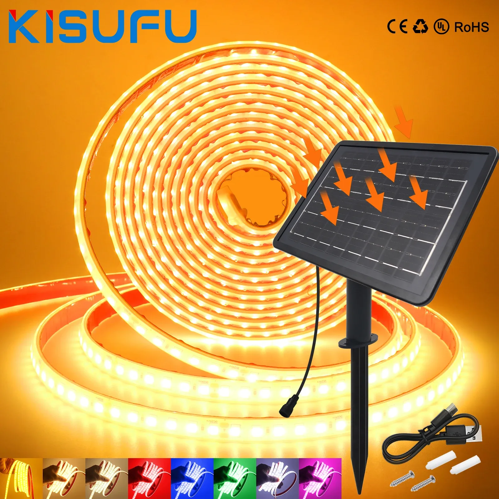 Ruban LED Solaire Extérieur IP68 - 8 Modes d'Éclairage - 9 Couleurs - Image 1
