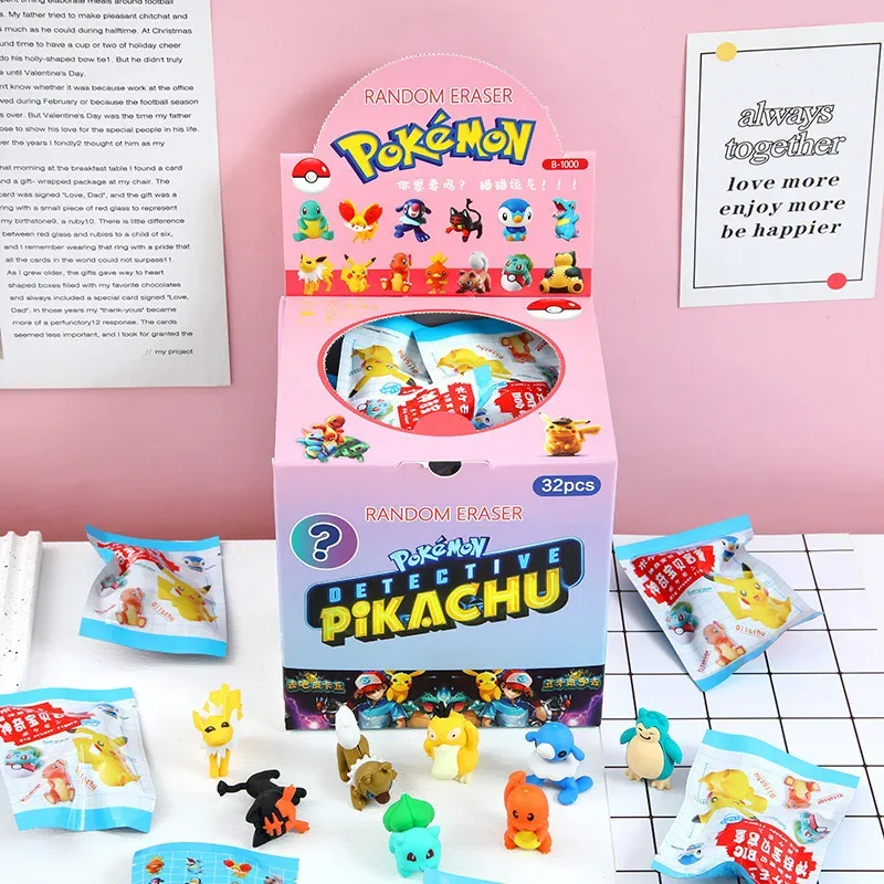 Lot de 32 gommes figurines : Pikachu, Hello Kitty, Stitch et Capybara - Image 1