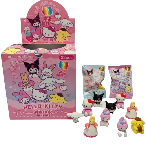 Lot de 32 gommes figurines : Pikachu, Hello Kitty, Stitch et Capybara 8