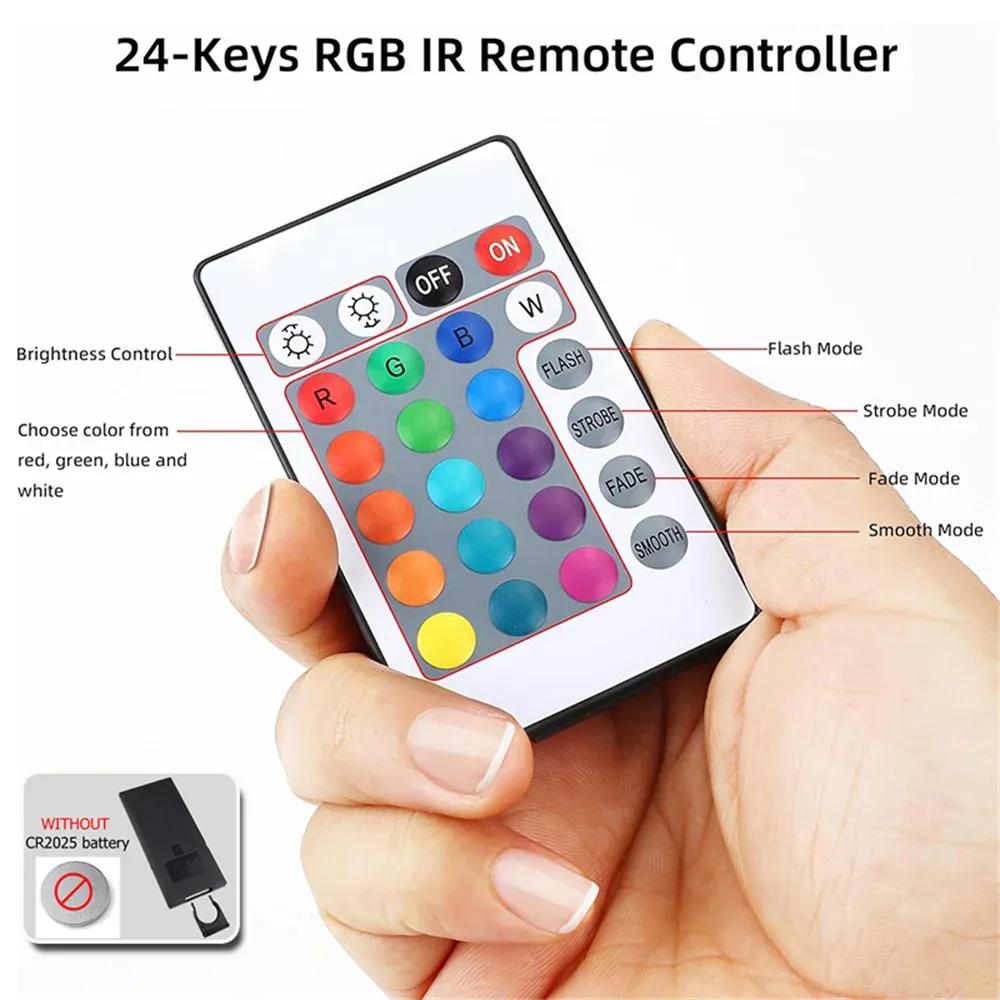 Ruban LED RGB USB 5V avec télécommande 24 touches - Image 5