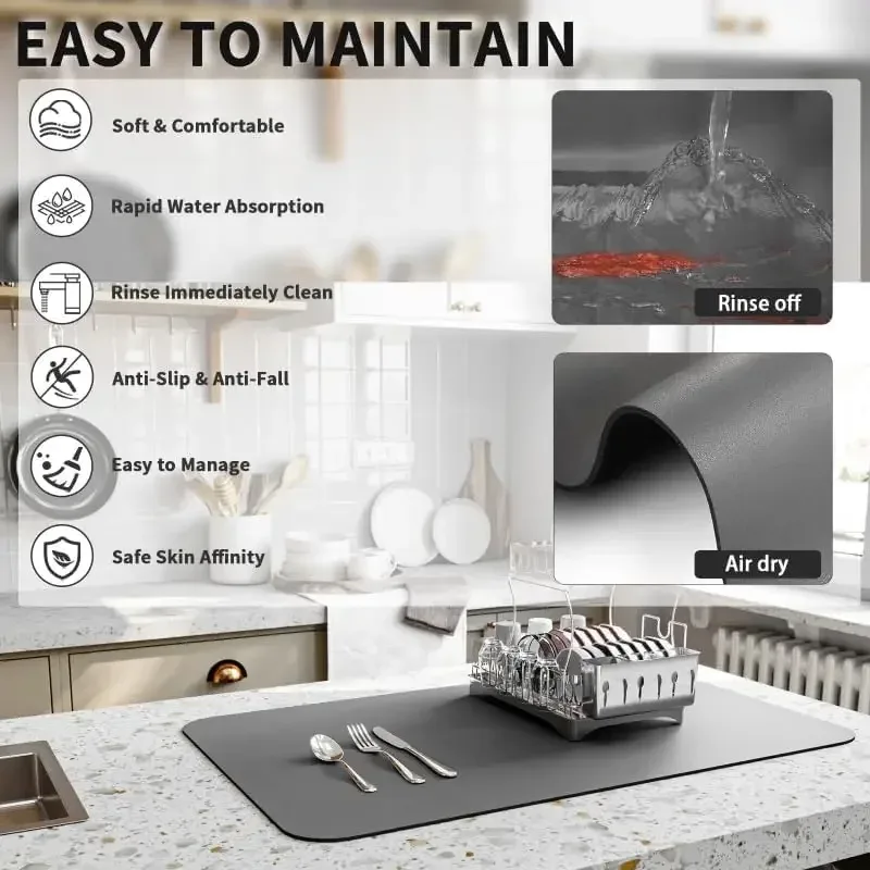 Tapis de séchage absorbant antidérapant pour cuisine et machine à café - Image 5