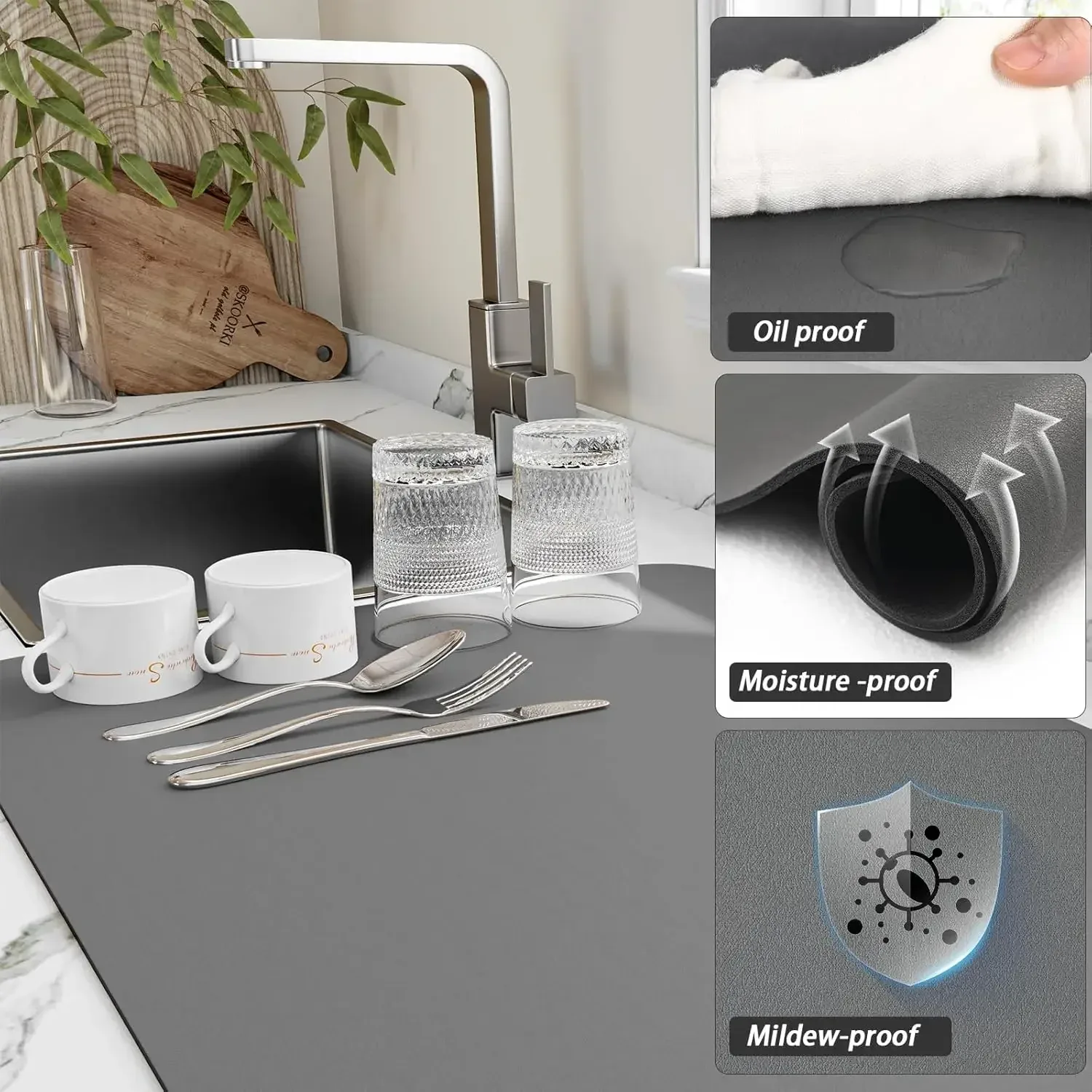 Tapis de séchage absorbant antidérapant pour cuisine et machine à café - Image 4