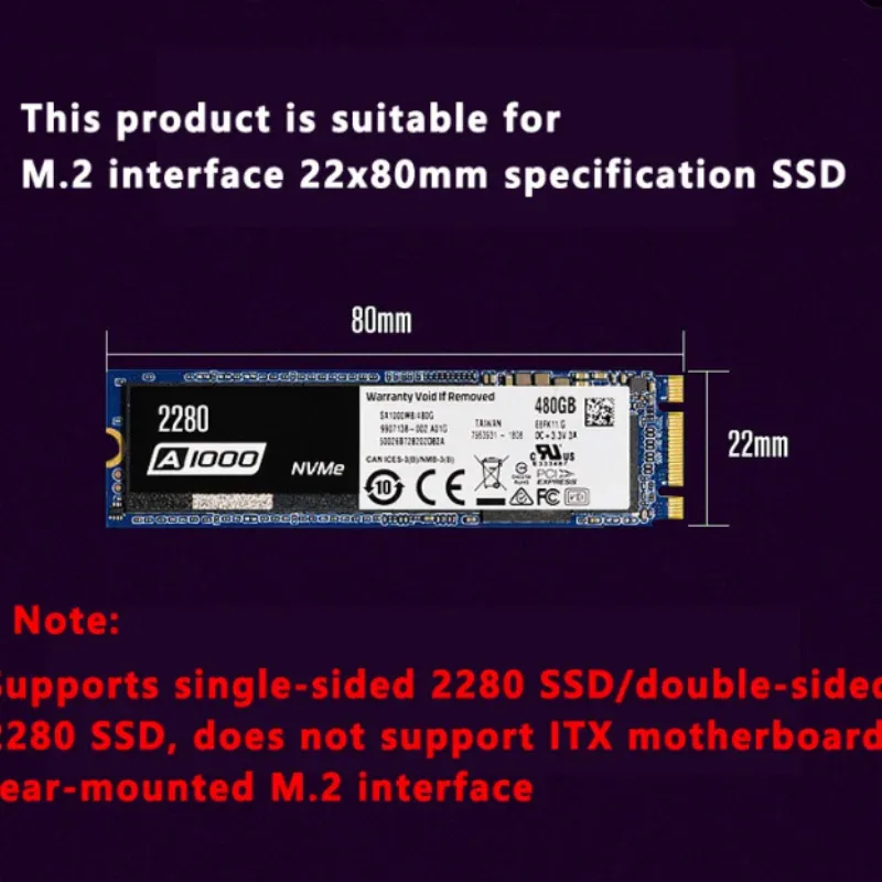 Dissipateur thermique ICE Whale M.2-1 ARGB Sync pour SSD NVMe M.2 2280 en aluminium - Image 2