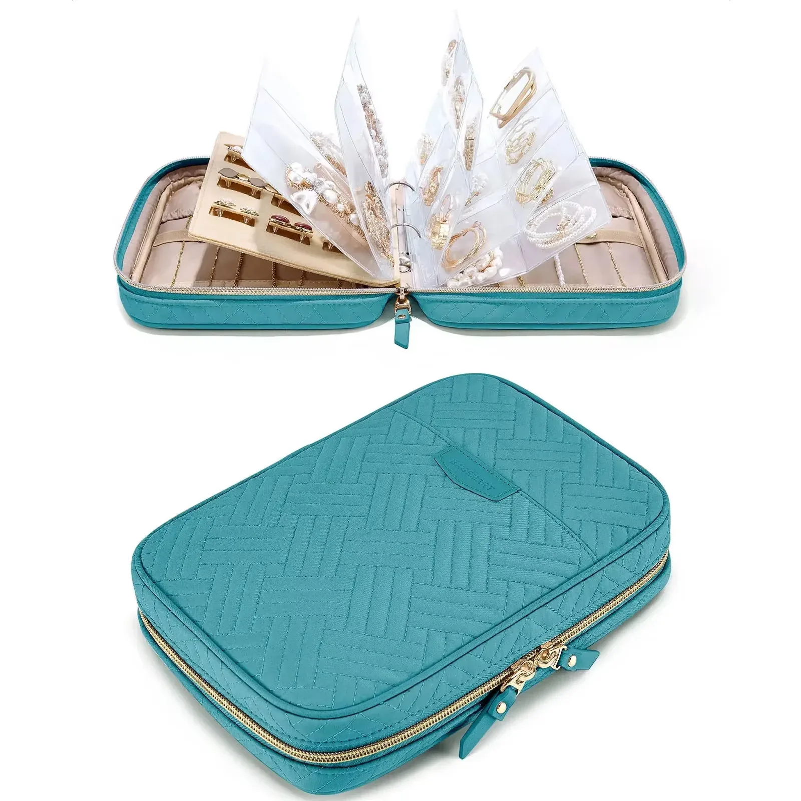 Organisateur de bijoux transparent format livre pour voyage - Image 1