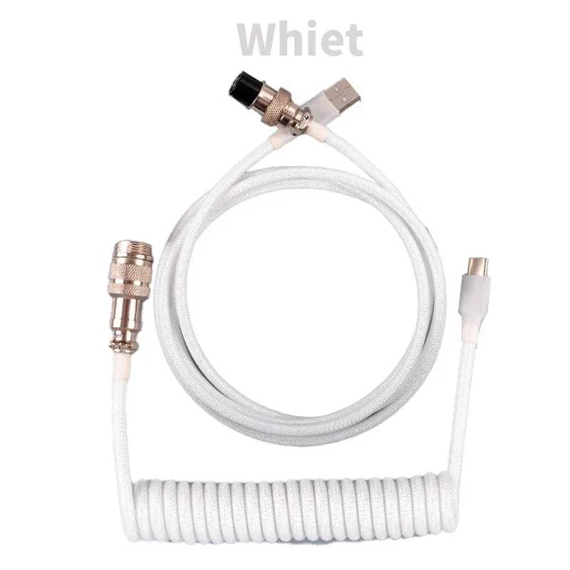 Câble USB-C spiralé pour clavier mécanique avec connecteur aviateur (3m) - Image 6
