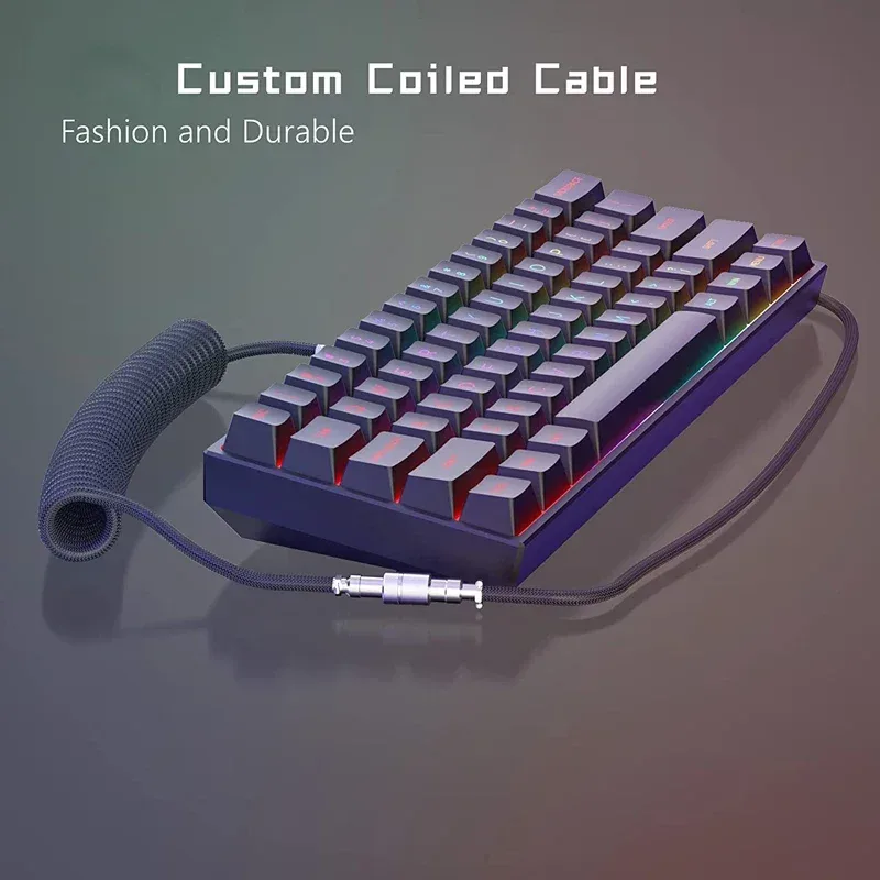 Câble USB-C spiralé pour clavier mécanique avec connecteur aviateur (3m) - Image 4