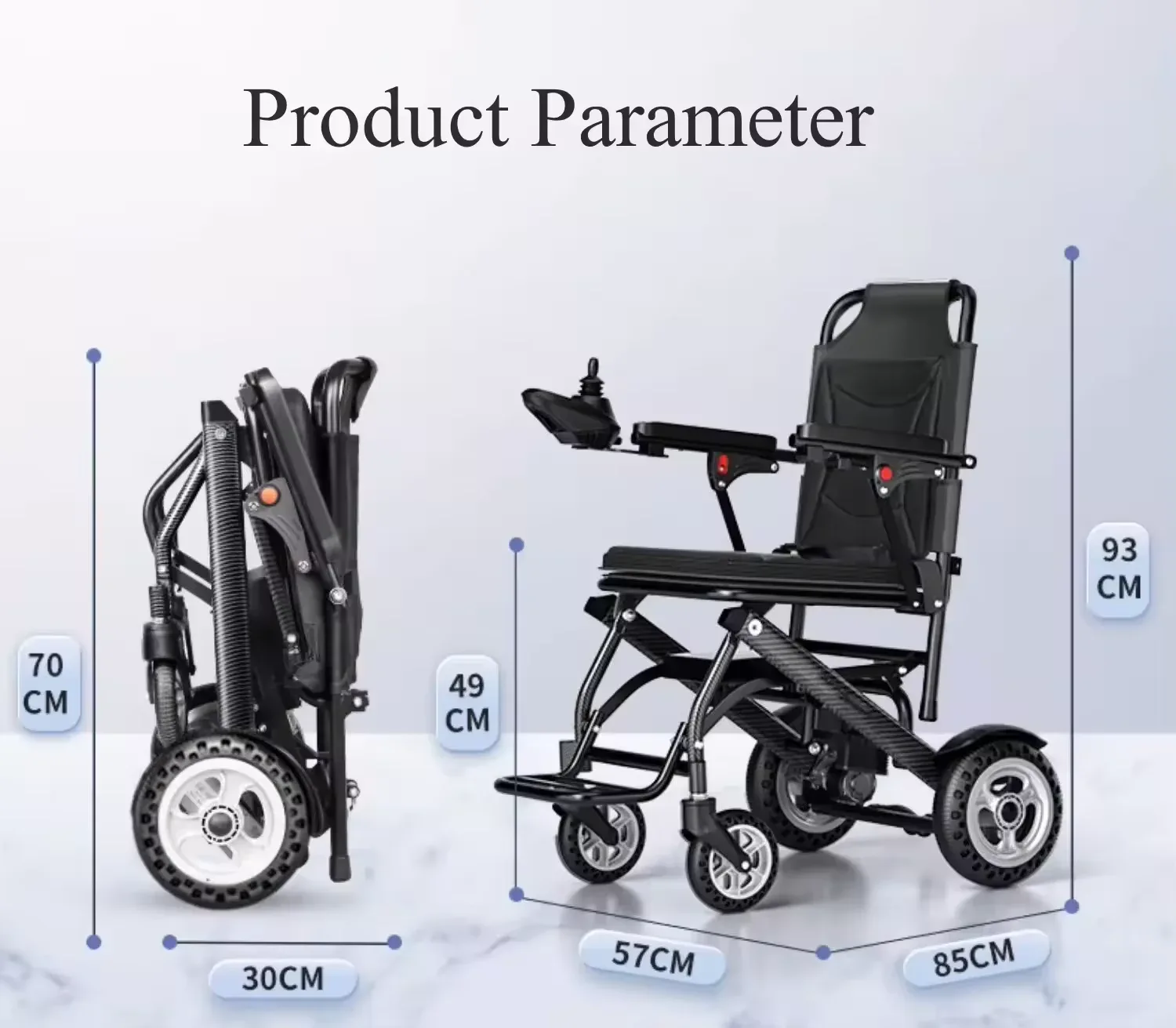 Fauteuil roulant électrique pliable ultra-léger avec batterie au lithium 4