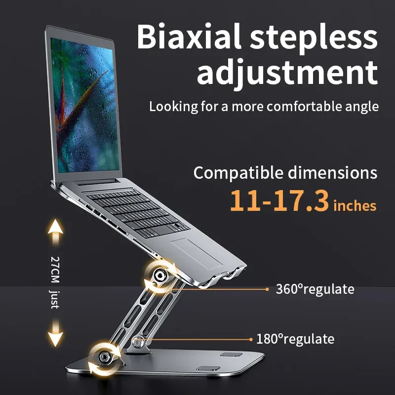 Support d'ordinateur portable en aluminium réglable et pliable (jusqu'à 17 pouces) - Image 2