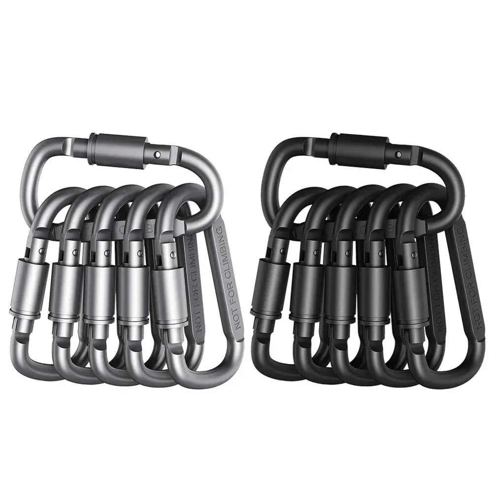 Mousqueton porte-clés en D en alliage d'aluminium pour camping et survie (1 ou 6 pièces) - Image 1