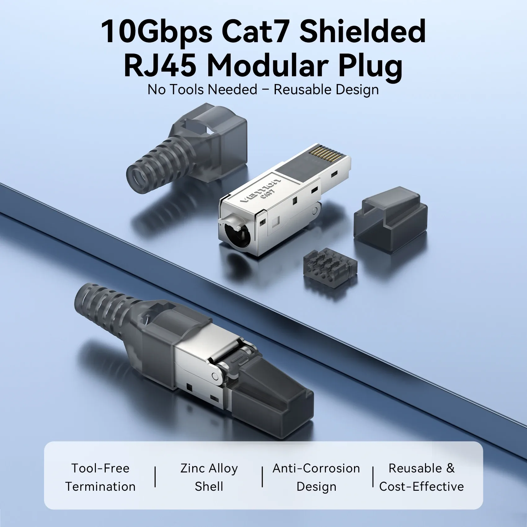 Vention - Connecteurs RJ45 Cat8/Cat7/Cat6A, Prises Ethernet réutilisables sans outil - Image 2