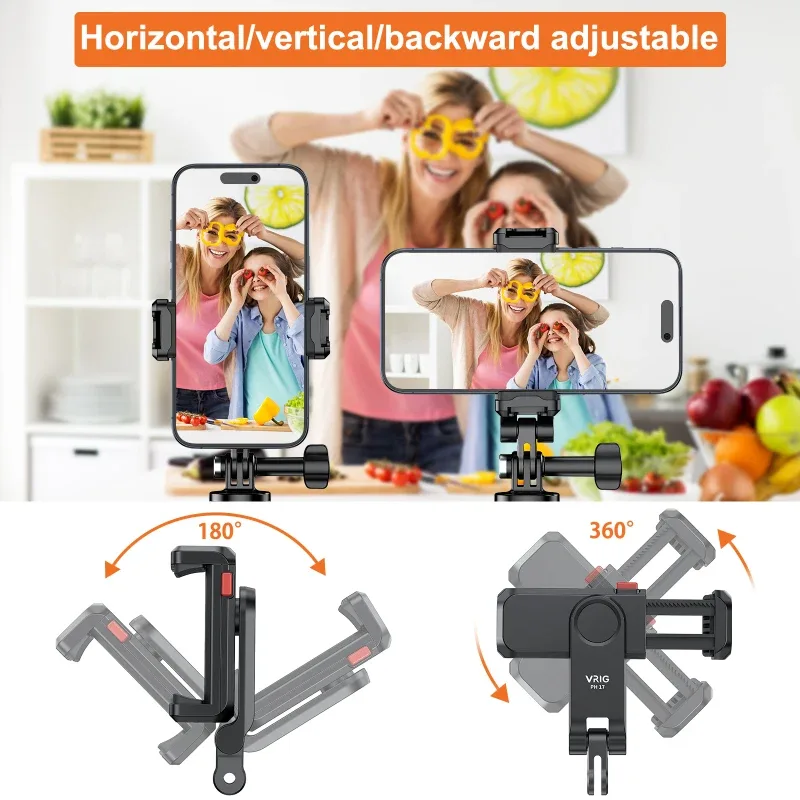 VRIG PH17 Support de téléphone multifonction pour trépied, rotatif à 360° avec double support griffe - Image 6