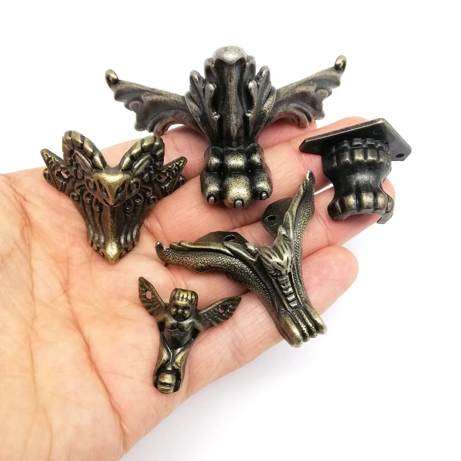 Lot de 4 pieds décoratifs en bronze antique pour boîtes à bijoux et coffrets en bois - Image 4