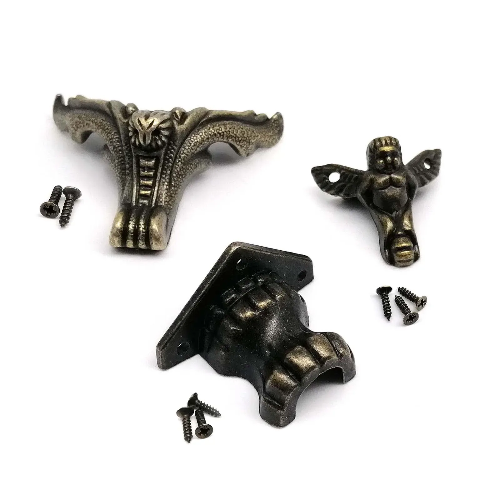 Lot de 4 pieds décoratifs en bronze antique pour boîtes à bijoux et coffrets en bois - Image 5