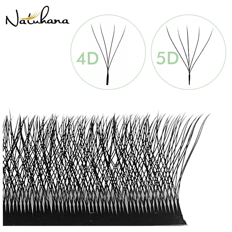 NATUHANA - Extensions de cils en W 4D/5D - Volume pré-fait 0,07 mm - Courbure C/D - Image 1