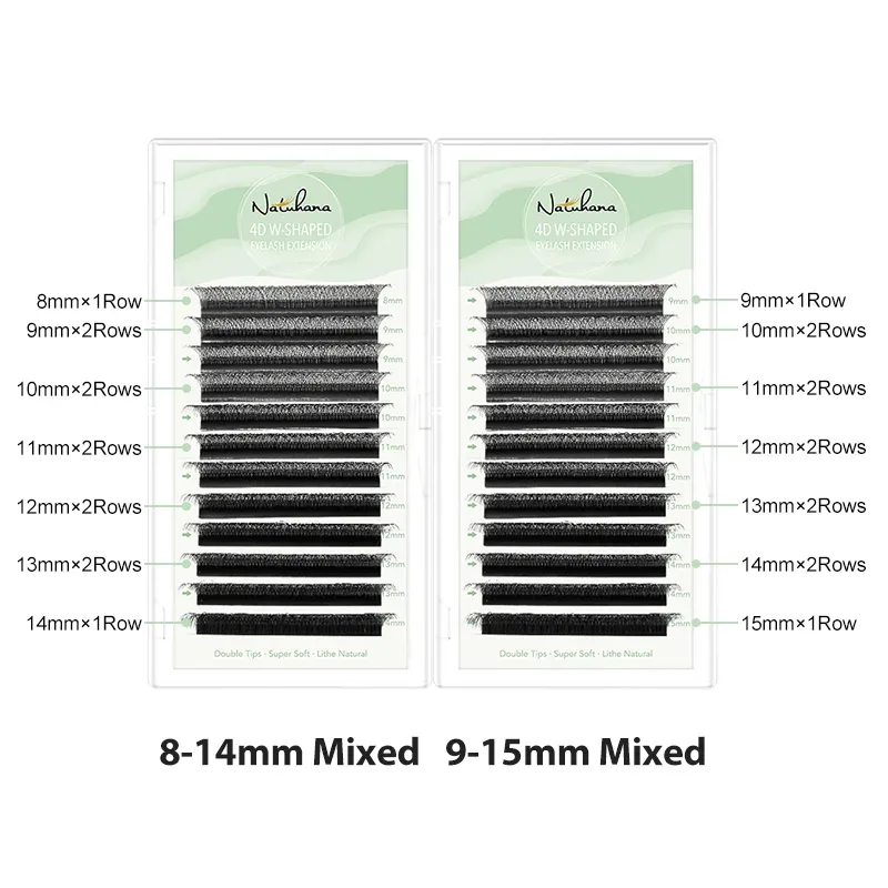 NATUHANA - Extensions de cils en W 4D/5D - Volume pré-fait 0,07 mm - Courbure C/D - Image 6