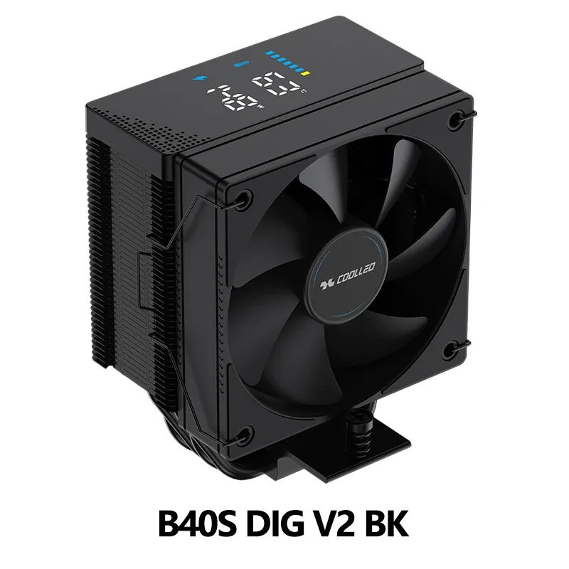 COOLLEO B40S DIG - Ventirad CPU avec Affichage de Température Digital, 4 Caloducs, TDP 200W, compatible LGA1700/115X/AM4/AM5 - Image 4
