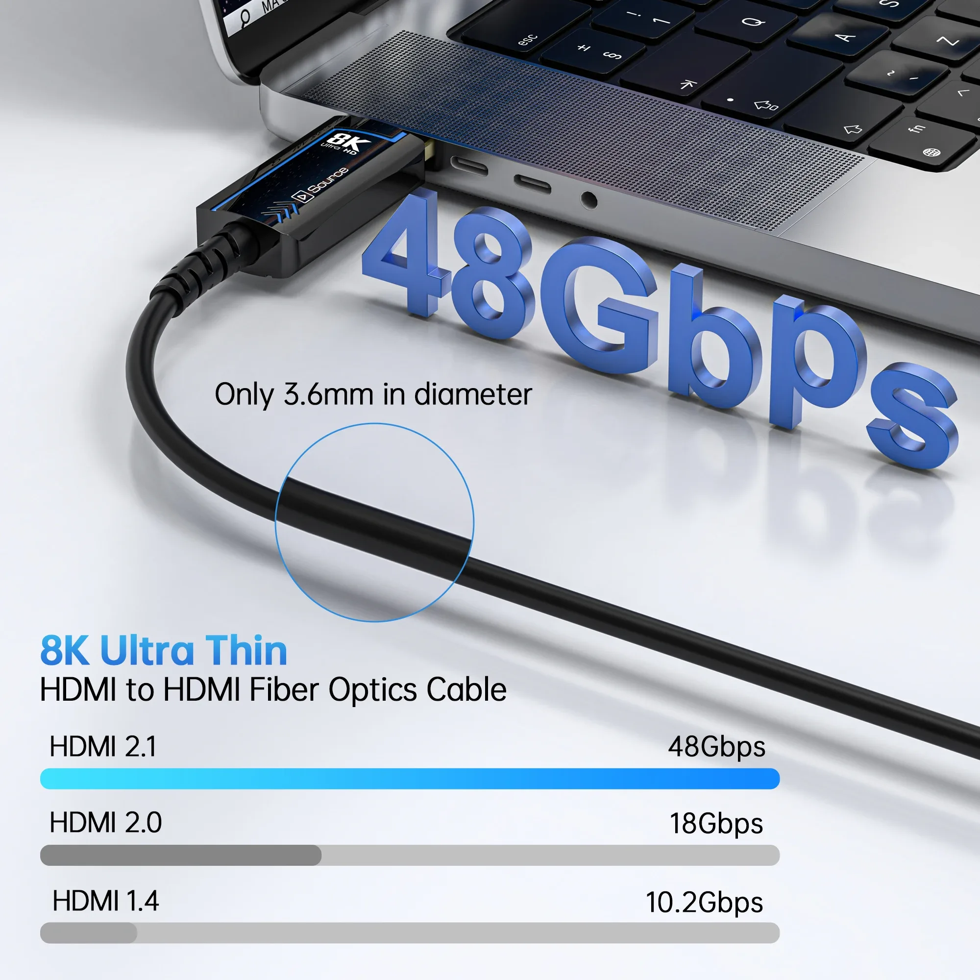 Câble HDMI 2.1 en fibre optique LMCNZZ - 8K@60Hz, 4K@120Hz, 48 Gbps, HDR dynamique, eARC - Image 5