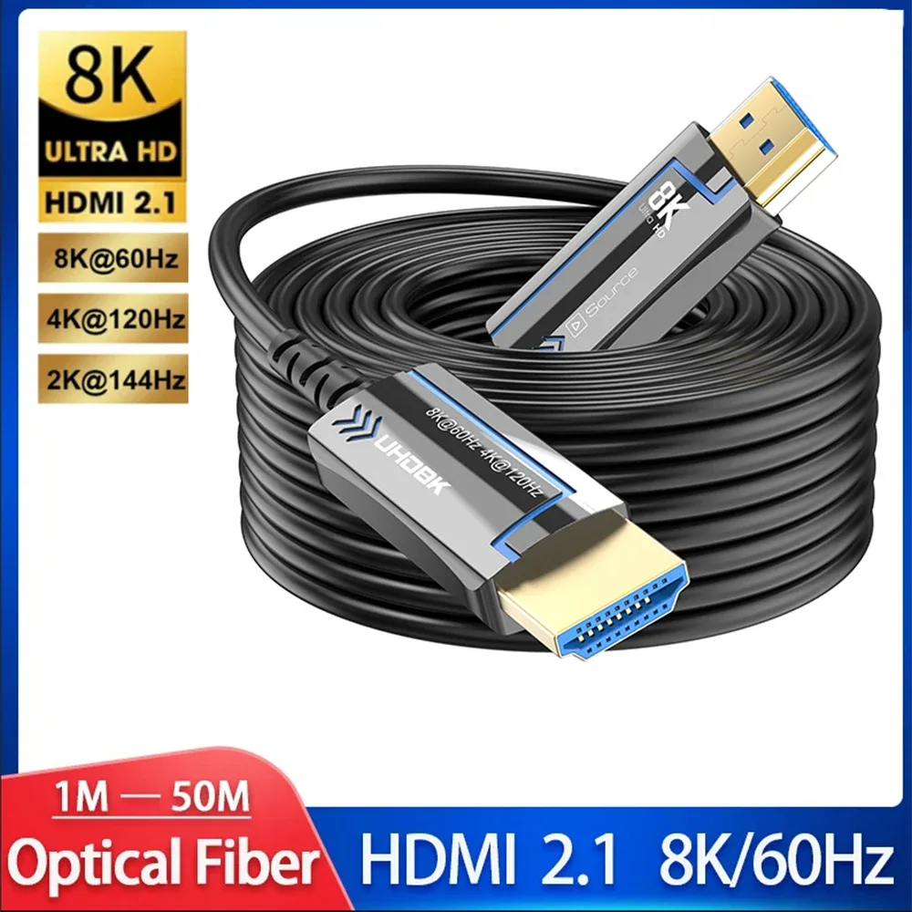 Câble HDMI 2.1 en fibre optique LMCNZZ - 8K@60Hz, 4K@120Hz, 48 Gbps, HDR dynamique, eARC - Image 1