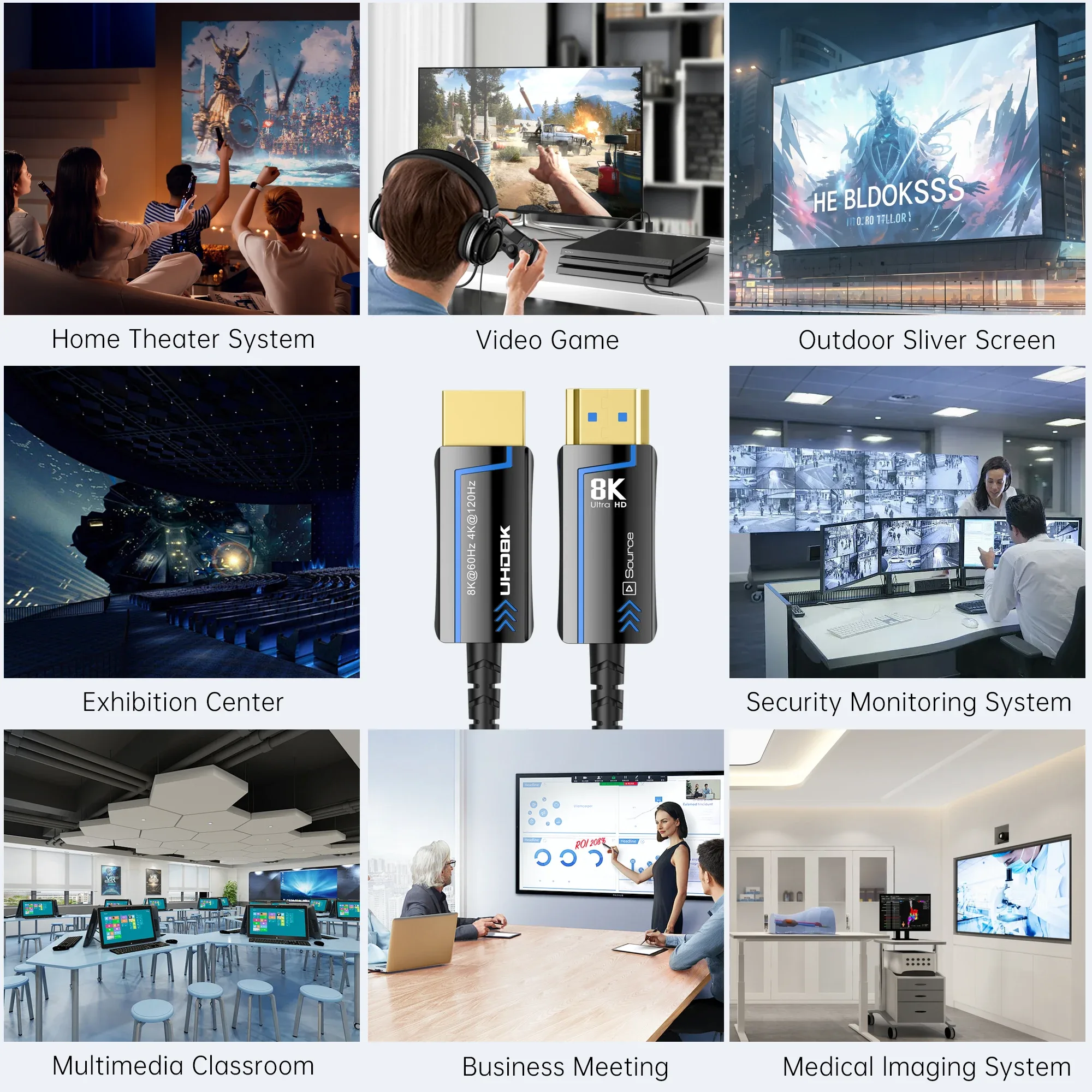 Câble HDMI 2.1 en fibre optique LMCNZZ - 8K@60Hz, 4K@120Hz, 48 Gbps, HDR dynamique, eARC - Image 4