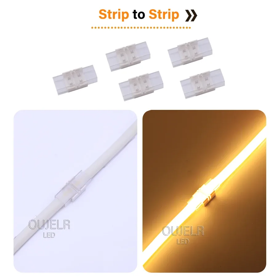 Connecteur pour Ruban LED COB 220V avec Prise EU, Connecteur en L et Clips de Fixation - Image 3