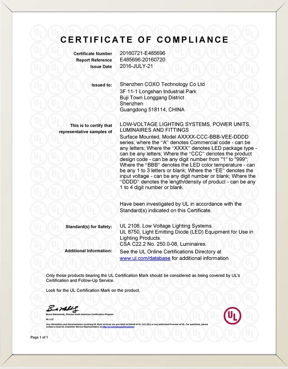Certificat UL