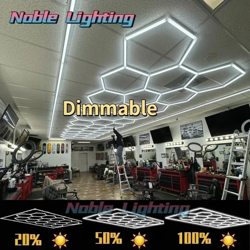 Système d'éclairage LED hexagonal à intensité variable pour garage et showroom - Image 3