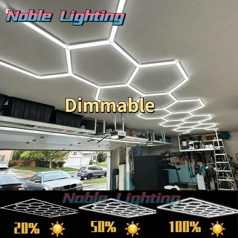 Système d'éclairage LED hexagonal à intensité variable pour garage et showroom - Image 2