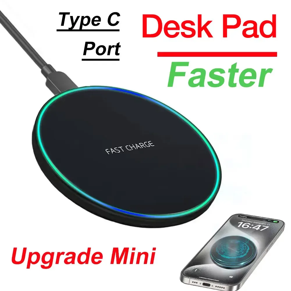 Mini station de charge rapide sans fil avec support LED - Image 1