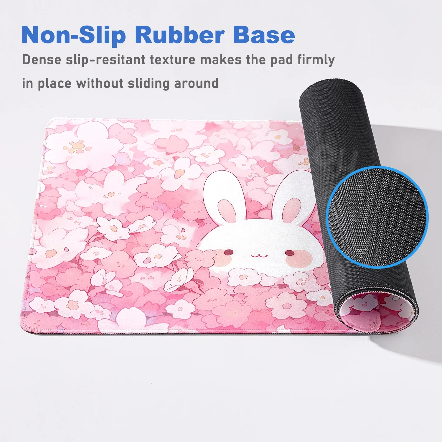 Tapis de souris XXL rose à motif lapin - Image 4