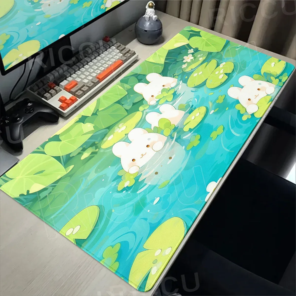Tapis de souris rose motif lapin
