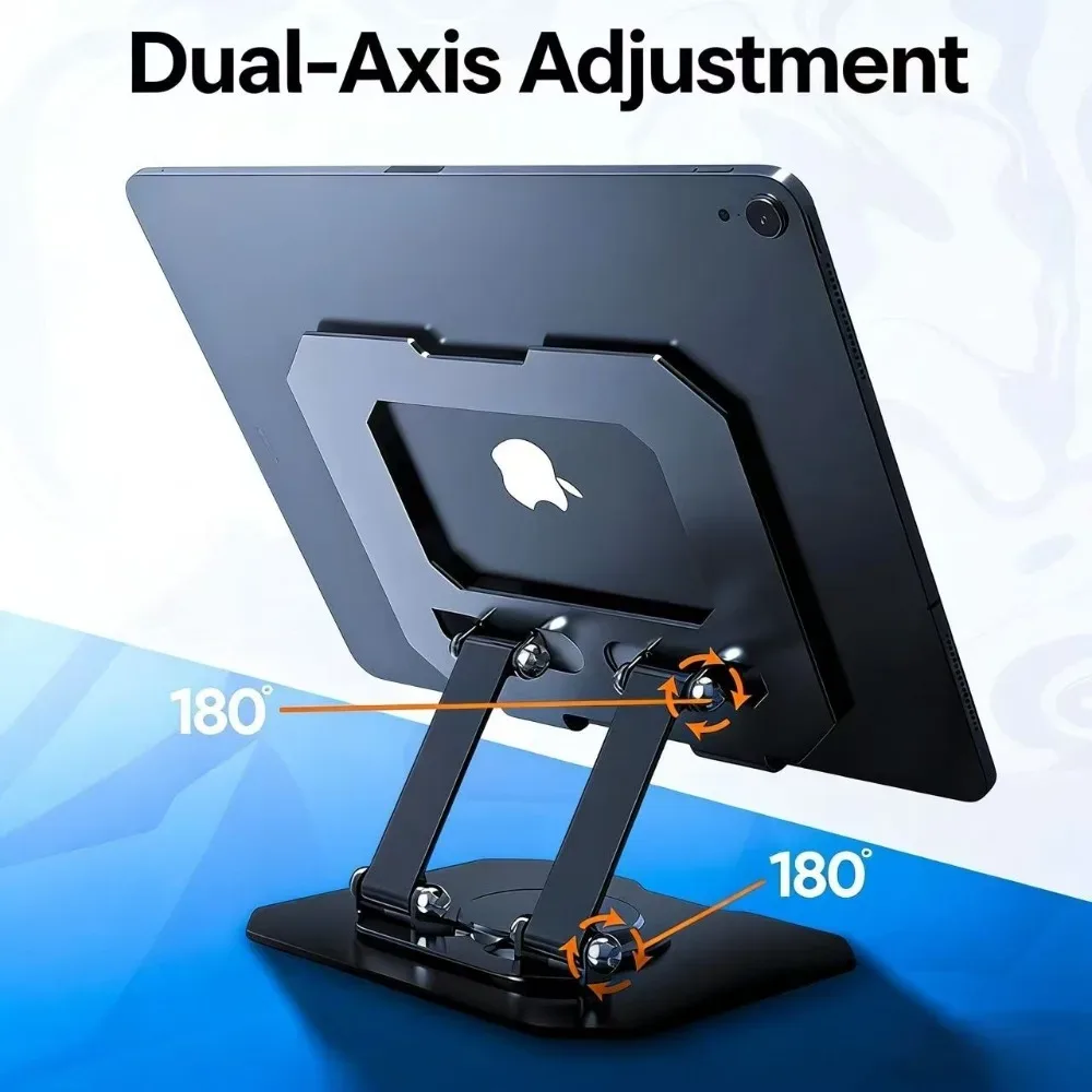 Support de tablette rotatif à 360°, pliable et ajustable pour iPad et tablettes de 4,7 à 12 pouces - Image 3
