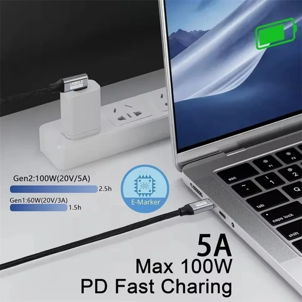 Câble de rallonge USB-C PD 100W (5A) - 10 Gbps - Vidéo 4K 60Hz - Mâle vers Femelle - Image 5