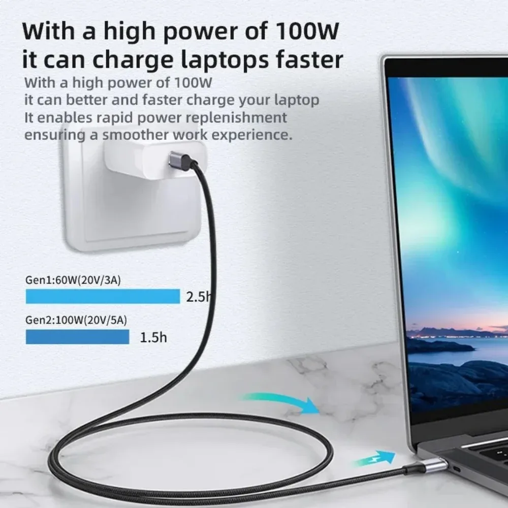 Câble de rallonge USB-C PD 100W (5A) - 10 Gbps - Vidéo 4K 60Hz - Mâle vers Femelle - Image 4