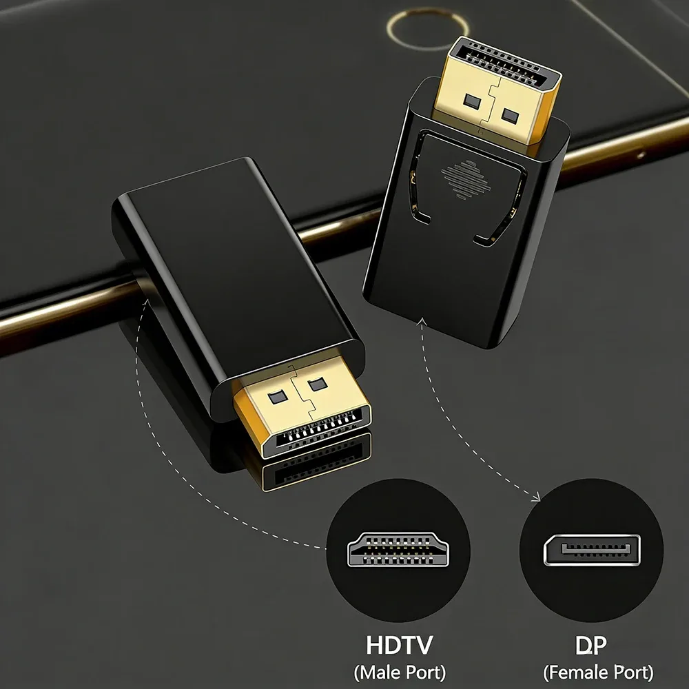 Adaptateur DisplayPort vers HDMI 4K, Mâle vers Femelle pour PC, TV et Projecteur - Image 6