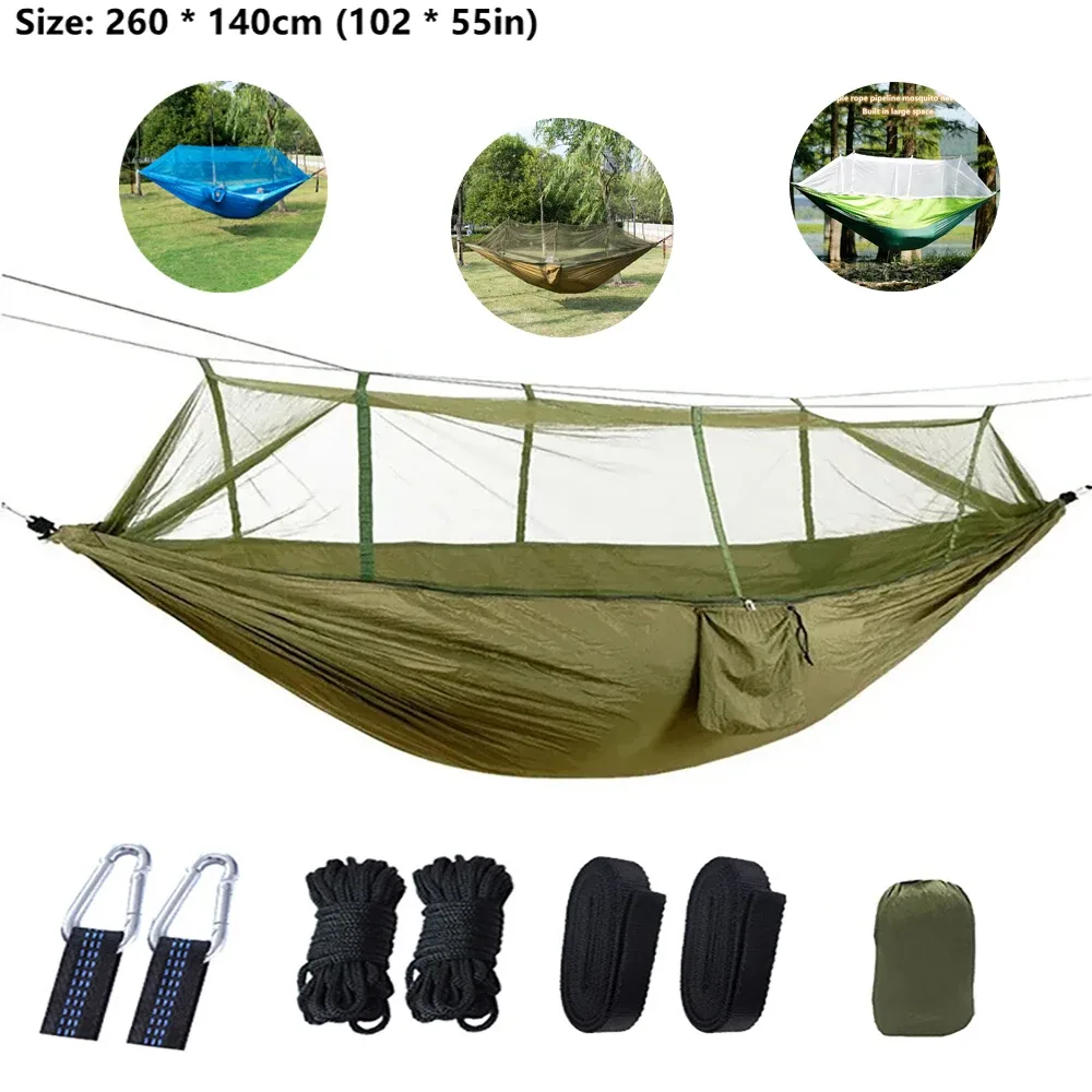 Hamac de camping double avec moustiquaire intégrée - Image 1