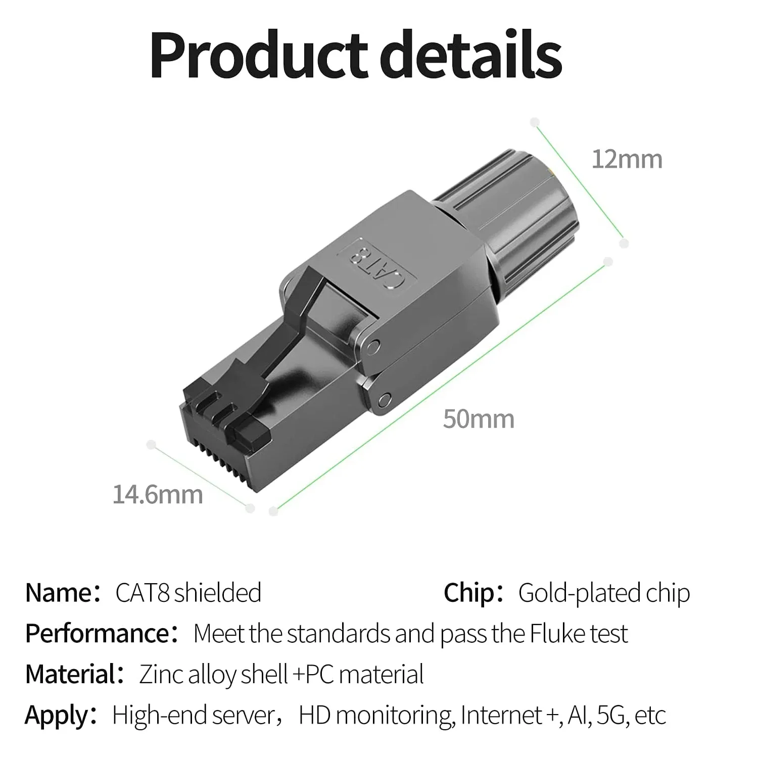 ZoeRax Lot de 2 Connecteurs RJ45 Blindés Cat8/Cat7/Cat6a sans Outil - Image 3