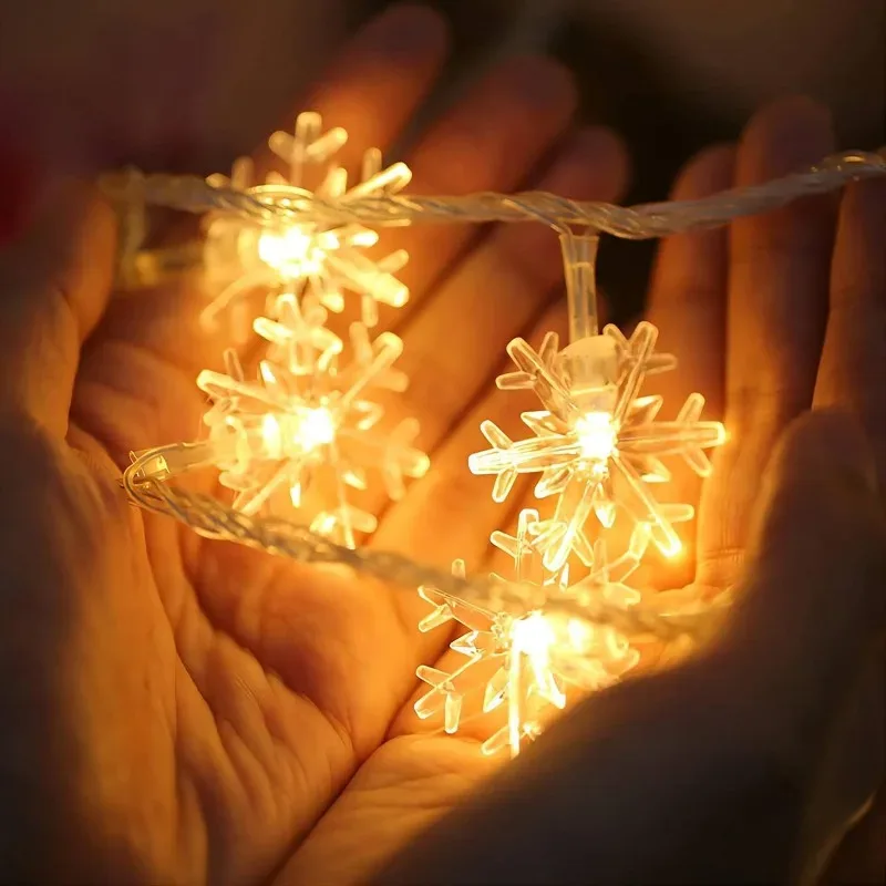 Guirlande lumineuse LED flocons de neige - 10/20/80 LED - USB ou à piles - Image 2