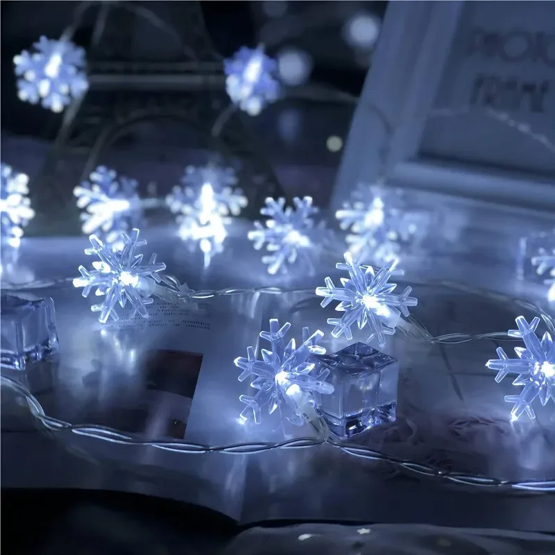 Guirlande lumineuse LED flocons de neige - 10/20/80 LED - USB ou à piles - Image 5