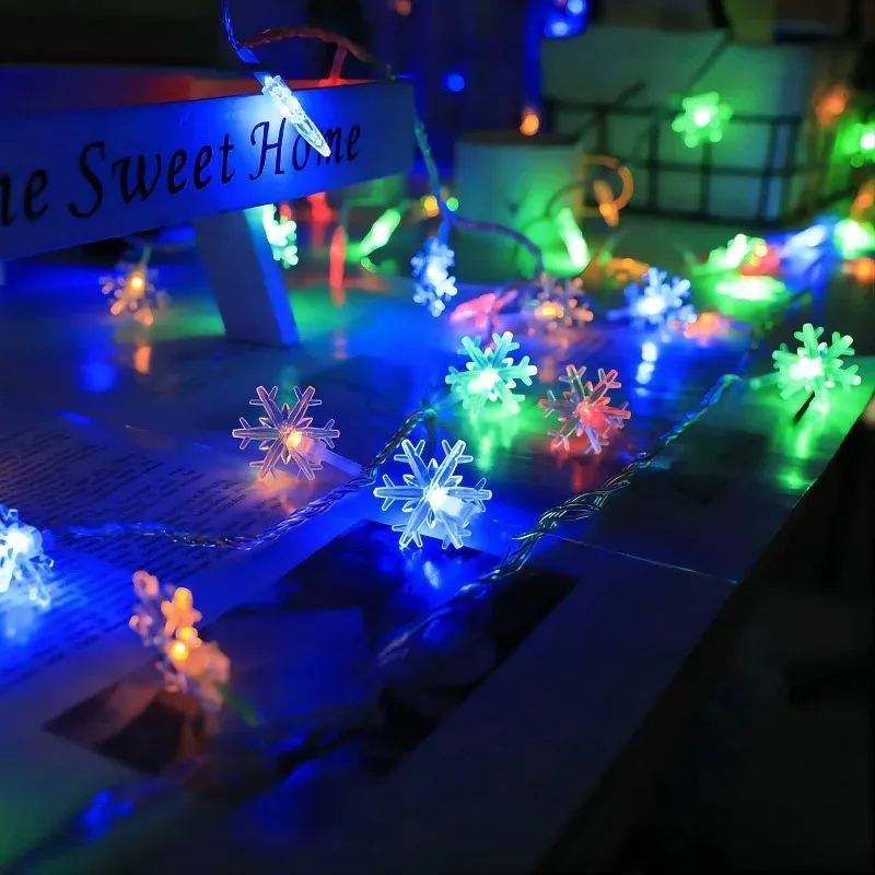 Guirlande lumineuse LED flocons de neige - 10/20/80 LED - USB ou à piles - Image 4
