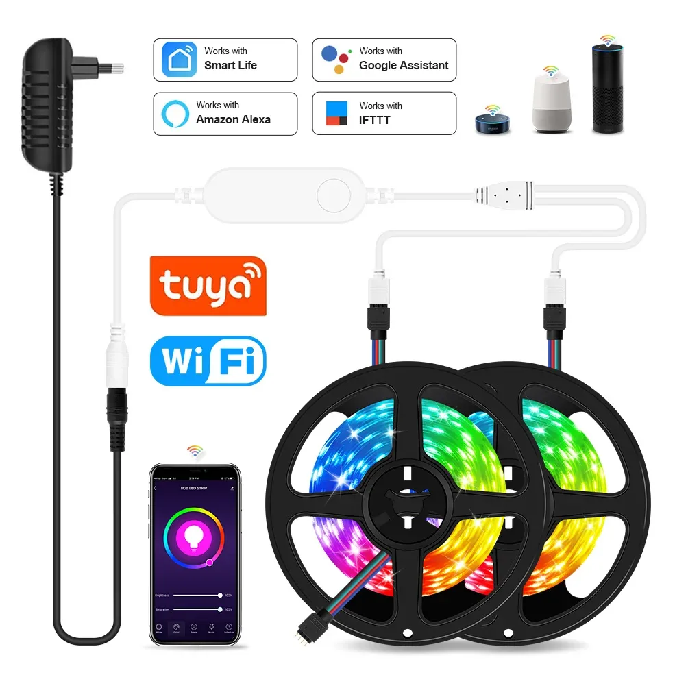 Ruban LED Connecté WiFi RGB 5050 - Compatible Alexa et Google Home - Image 1