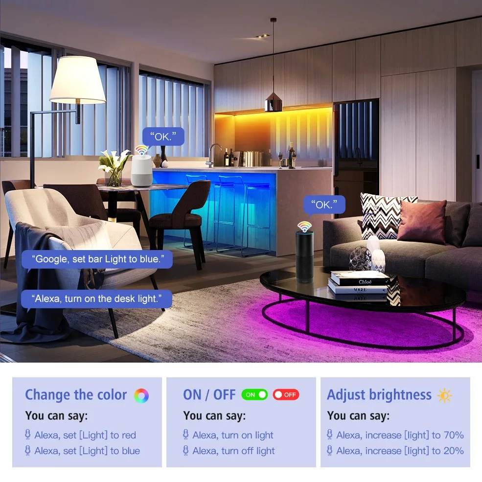 Ruban LED Connecté WiFi RGB 5050 - Compatible Alexa et Google Home - Image 4
