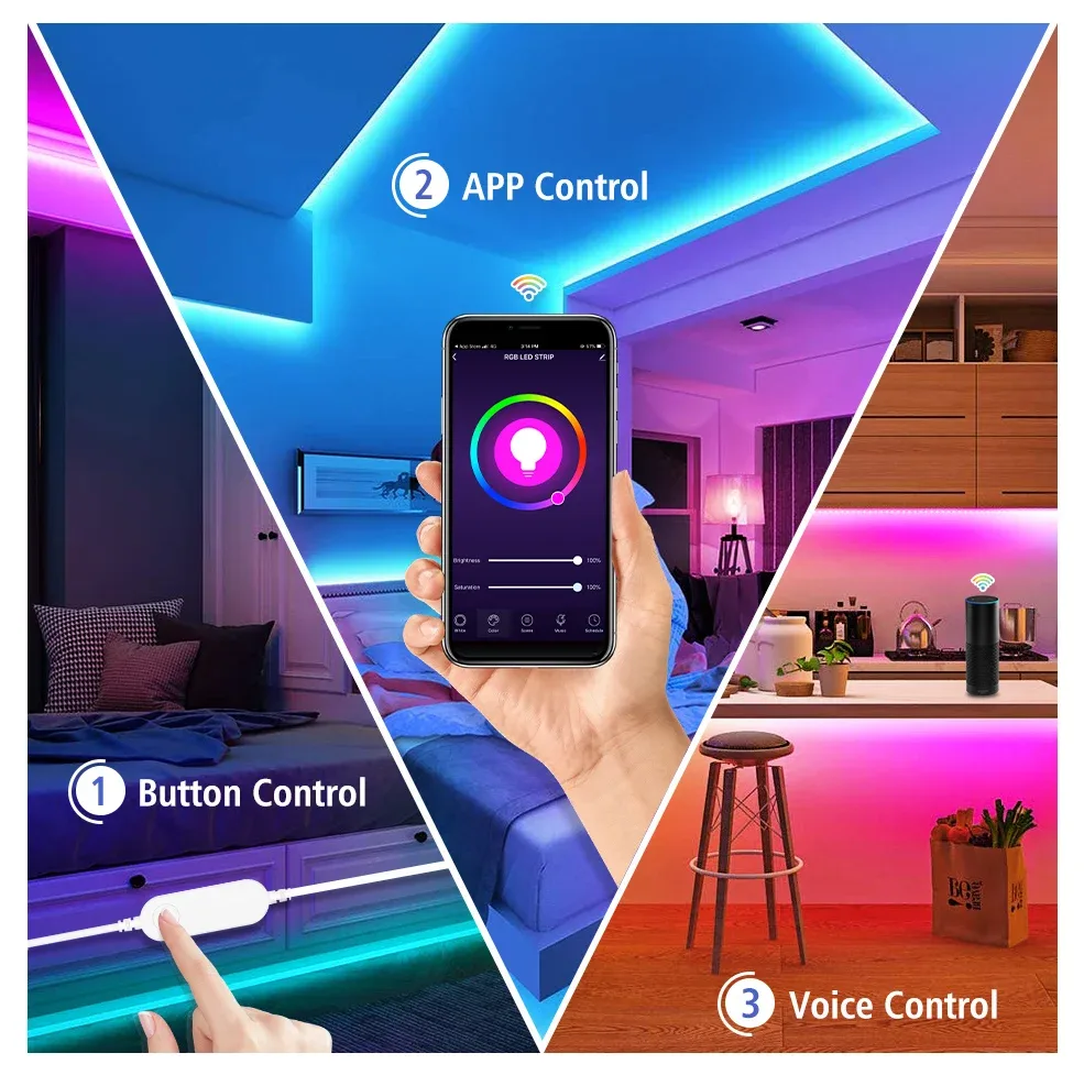 Ruban LED Connecté WiFi RGB 5050 - Compatible Alexa et Google Home - Image 6