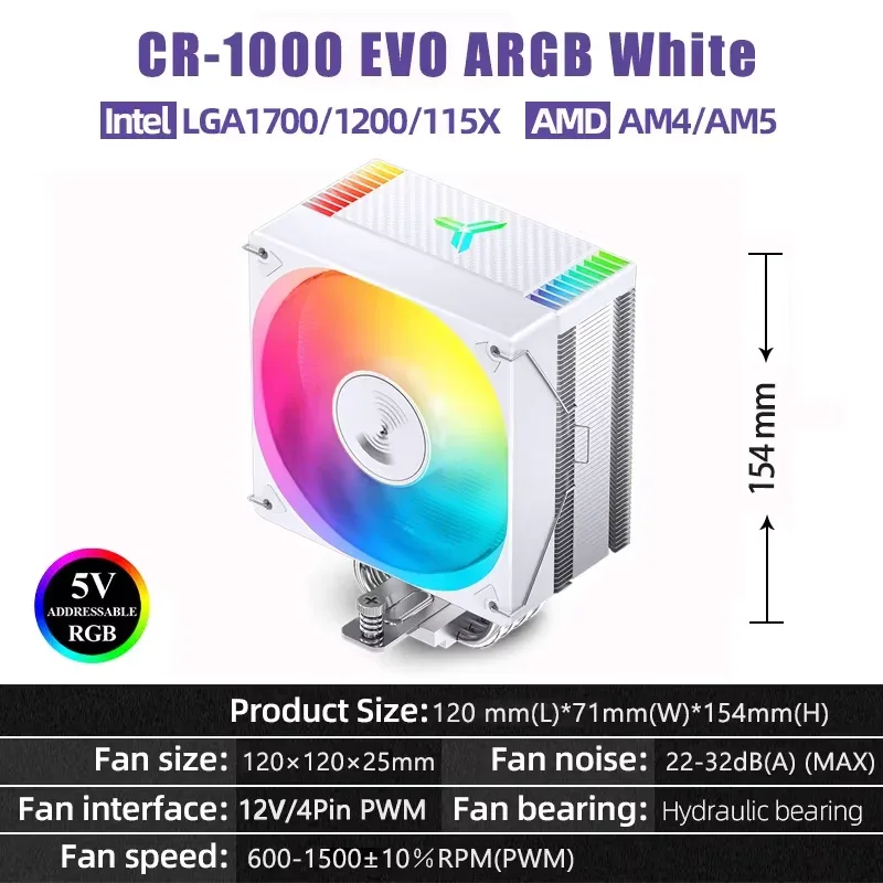 JONSBO CR-1000 EVO - Ventirad CPU - 4 Caloducs - TDP 220W - Compatible LGA 1700/1200/115X et AM5 9