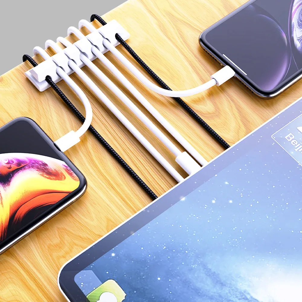 Organisateur de câbles USB en silicone flexible pour bureau - Image 3