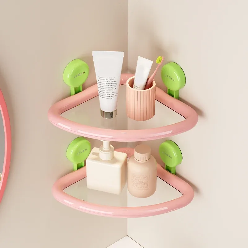 UFORU - Étagère d'angle de douche à ventouse, rangement mural sans perçage - Image 5