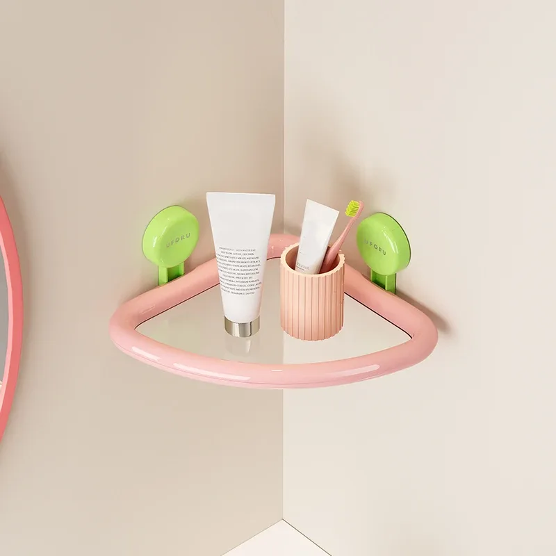 UFORU - Étagère d'angle de douche à ventouse, rangement mural sans perçage - Image 3